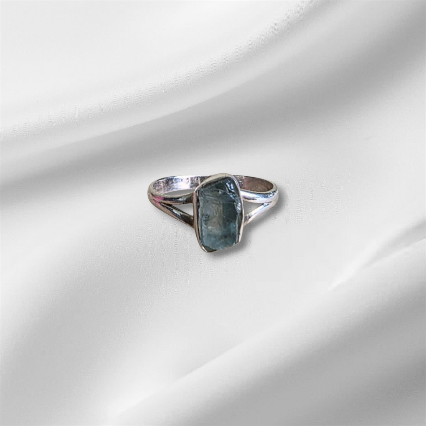 Raw and Untreated Aquamarine ring