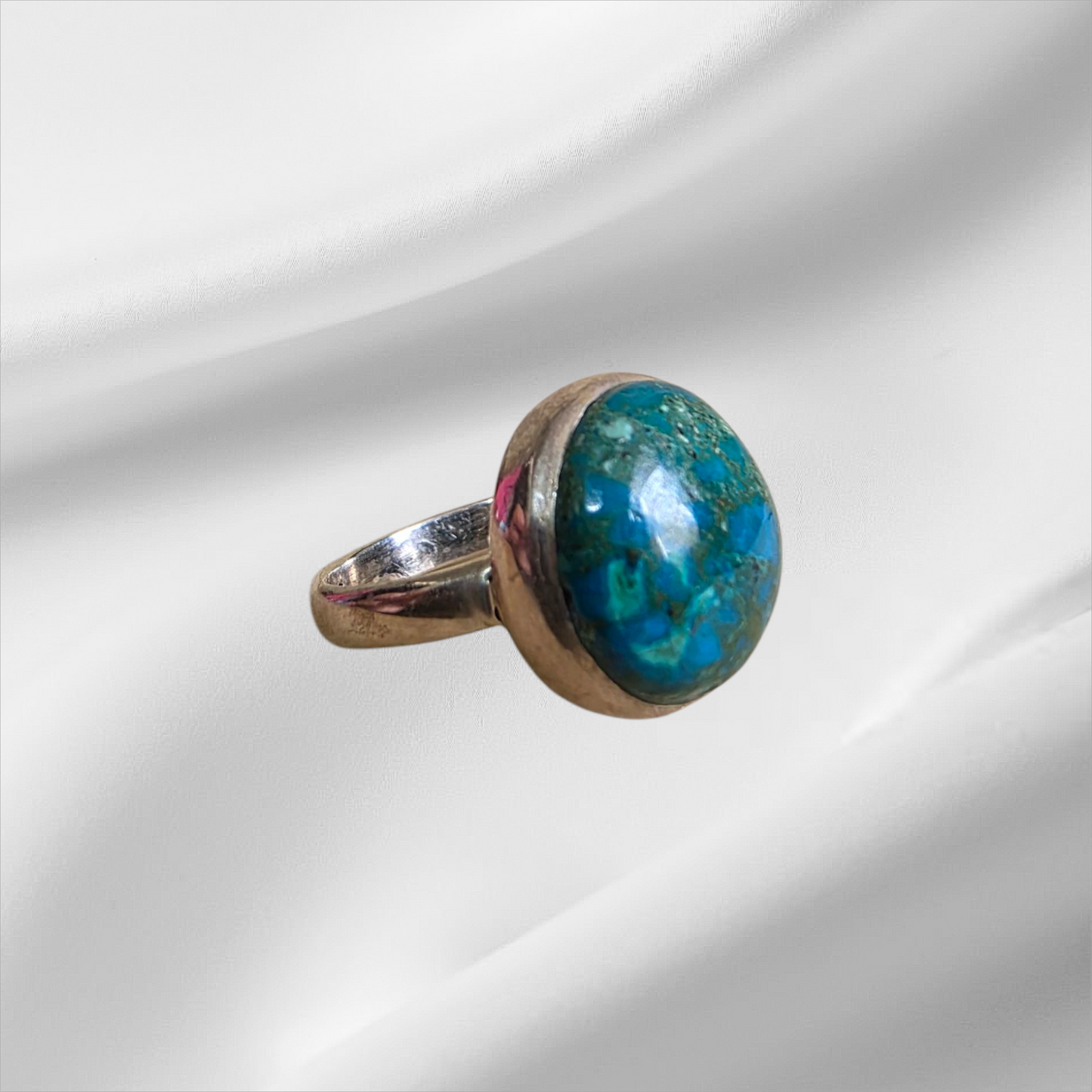 Round Chrysocolla Sterling Silver ring