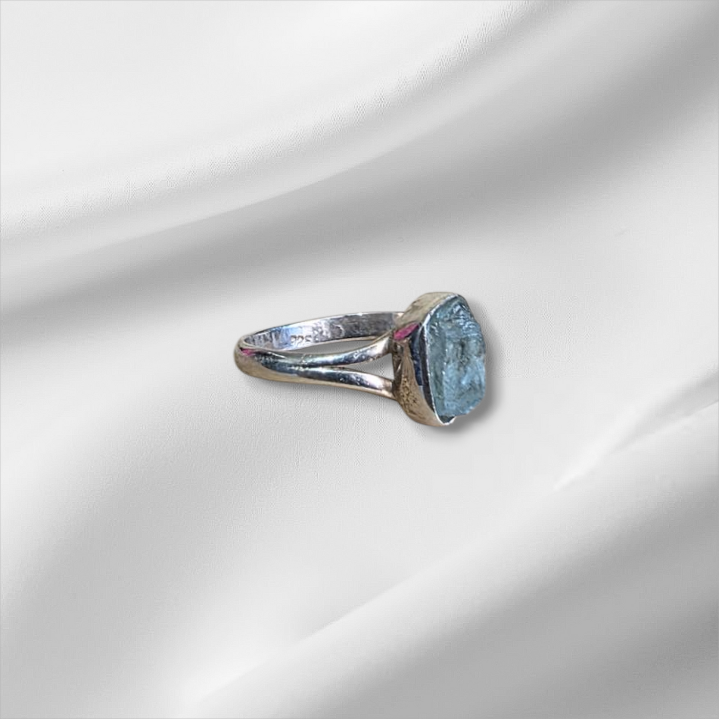 Raw and Untreated Aquamarine ring